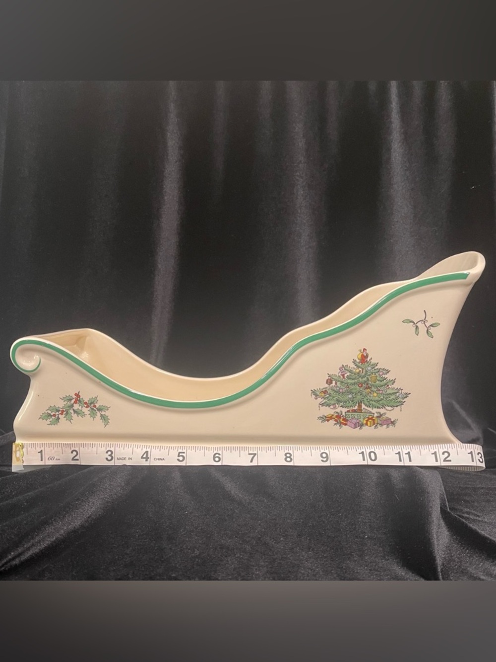 Spode large Christmas Tree Sleigh Centerpiece